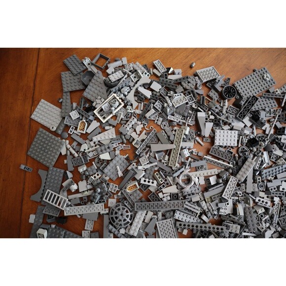 2 lbs. Pounds 9oz Mixed Lot Lego Bulk Shades of Gray Bricks Pieces Plates Blocks - Picture 6 of 13
